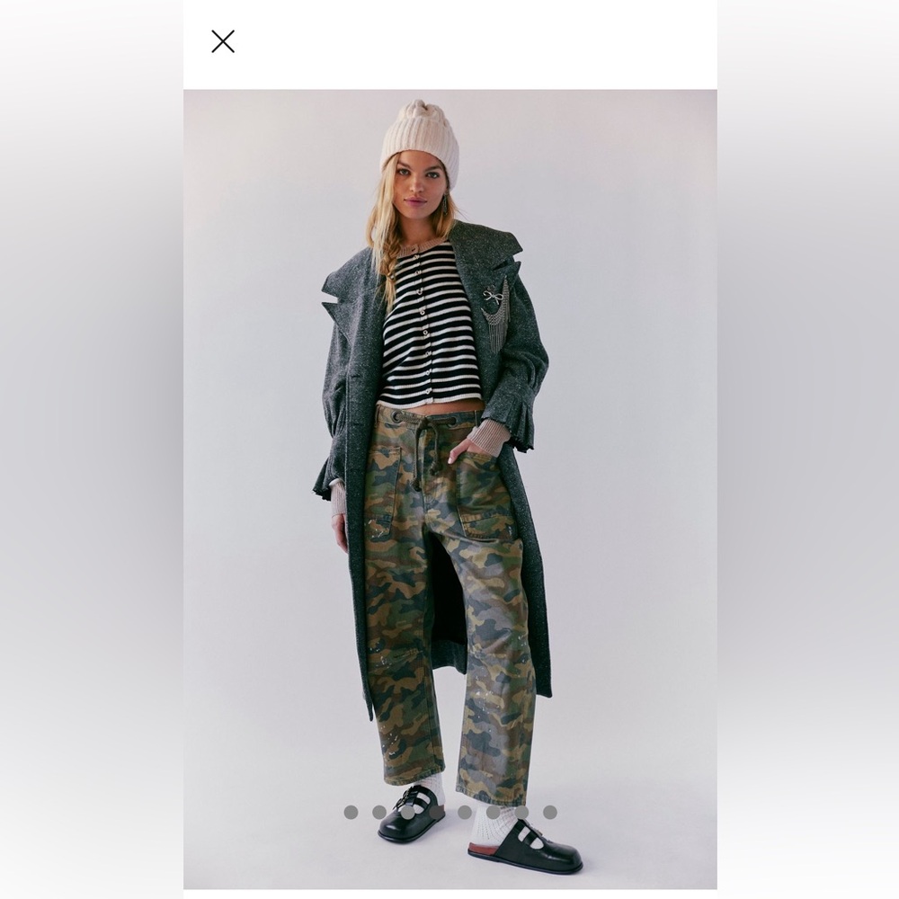 Free People We the Free Moxie Printed Low Slung Barrel Jeans